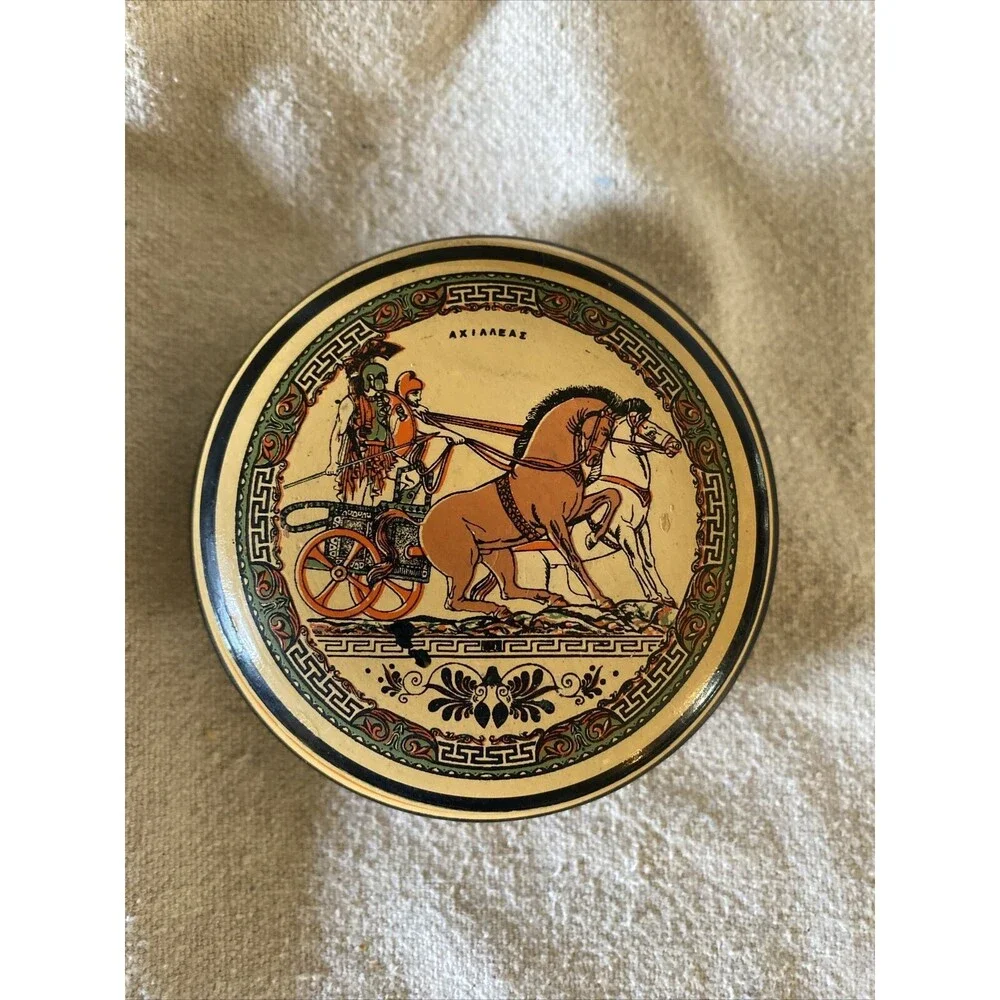 Vintage Made In Greece Ceramic Trinket/Jewelry Box